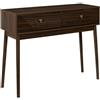 HowHomely |Consolle con fronti geometrici colore noce scuro con 2 cassetti maniglie design sottile corridoio soggiorno camera da letto retrò moderno