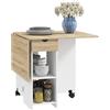 HOMCOM Tavolo da Pranzo Pieghevole, Tavolo Cucina a Ribalta con Ruote per 2-4 Persone, Scrivania Richiudibile con Cassetto e Ripiani, per Soggiorno, 120x72x75 cm, Bianco e Rovere