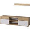 Vicco Parete attrezzata soggiorno Berno, Rovere dorato/bianco, 2 parti, per la conservazione di accessori multimediali e l'esposizione di decorazioni