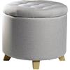 ECHTWERK Sgabello Mary, Sgabello con vano portaoggetti, Coperchio Rimovibile, Contenitore Rotondo, con Piedini in Legno, Adatto per Camera da Letto e Soggiorno, 45 x 45 x 41 cm, Grigio