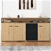 YuQozii Un must! 150 x 35 x 75,9 cm in stile industriale con tre ante e tre cassetti, maniglie in metallo massiccio, adatto per camera da letto, soggiorno e uffici, può essere usato come armadietto e cucina