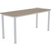 Bricozone Scrivania Tavolo da Pranzo Fisso in Legno Con Gambe In Metallo Computer PC Mobile Desk Da Ufficio Studio Sala da Pranzo Soggiorno Salotto Cucina,Elegante (138 x 55 x 73 Cm, Bianco e Rovere)