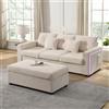 Soweiz [5 cuscini] Moderno divano a LED con sensazione di seduta nuvolosa: divano a 3 posti + pouf rimovibile sovradimensionato, mobili modulari da soggiorno a forma di L (beige)