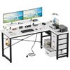Devoko Scrivania Angolare 160x80 cm, Tavolo A L Reversibile con 4 Cassetti Spaziosi, USB/Type-C + 2 Prese di Corrente, Supporto Stabile per Monitor, Lavoro da Casa, Bianco