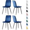 mcc direct Set di 4 sedie di design in velluto, gambe in metallo, sedie Lexi (blu scuro)