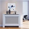 SONNI Copritermosifone 112x19x81.5cm Bianco Laccato a Doghe Romboidali | Laccato Bianco, Design Classico Moderno, MDF, Montaggio Parete, Per Radiatore Bagno e Soggiorno
