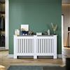 SONNI Copertura per Radiatore 152x19x81.5 cm, Classico e Moderno per Copritermosifone, Copertura Termosifone Grande a Doghe Rigate Laccate Bianche