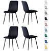 mcc direct Set di 4 sedie di design in velluto, gambe in metallo, sedie Lexi (nero)