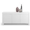 Mobili Fiver, Credenza bassa con 3 ante Rachele, (180x45x80 cm), Bianco Frassino, 180 cmx45 cmx80 cm, NO, Credenza Soggiorno Moderna, Made in Italy