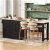 Wyibwy mobile Isola da cucina 112-186.8×45×93 cm,tavolo da pranzo estensibile con portaspezie e cassetti,tavolo da bar con zona pranzo allungabile,isola cucina su ruote per sala da pranzo,Nero