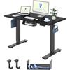 FLEXISPOT Scrivania Elettrica 120×60 cm Regolabile in Altezza con Ganci e Gestione Cavi, Standing Desk Motorizzata (Nero+Nero)