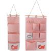 MaoXinTek Borsa Portaoggetti da Parete 2 Stili Stoffa Organizzatore in Lino con Piccole Tasche per Casa Ufficio 2 PCS (ROSA)