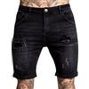 Duohropke Jeans corti da uomo in denim, pantaloni estivi, bermuda elasticizzati, da uomo, alla moda, da uomo, a coste, a maniche corte, con foro, 01 nero, XXL