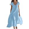 HAOLEI Donna Vestito Lungo Estivo Maxi da Spiaggia in Caftano Etnico Lungo Bohemien Cover Up Dress per Donna Abiti Estivi Vita Alta Midi Vestite A-Line Vestito con Volant Elegante Cotone Abito