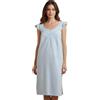 ADMAS Camicia da Notte Donna Cotone 100% 61451 Camicia Notte Donna Estiva Spalla Larga con Dettagli in Pizzo e Pois Colore Cielo (M)