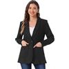 Allegra K Donna Blazer in Finta Pelle Rever Un Bottone Giacca da Lavoro | Maniche Lunghe un Bottone Colletto a Lavoro Affari Elegante Formale Giacca Due Tasche Laterali Aperto Davanti Nero L