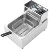 DWIKRYT Friggitrice elettrica da 6 l, in acciaio inox, 2500 W, con contenitore rimovibile e cestello per hamburger, fast food, negozi di pollo arrosto, hotel 60°C-200°C