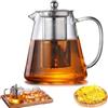 GBKDQQ Teiera con filtro e coperchio: teiera in vetro borosilicato, 1300 ml, teiera in vetro con filtro rimovibile, teiera in vetro, resistente al calore per tè sfuso, tè profumato, tè alla frutta