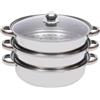 Generico Pentole Per Cucinare A Vapore - Pentola A Vapore 3 Ripiani In Acciaio Inossidabile Con Coperchio Trasparente - Set Di Pentole Per Cottura A Vapori E Cottura A Induzione E A Gas