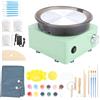 HISUEKIG Mini Kit Ruota Ceramica, 6 DIY Strumenti per Ceramica con Base Antiscivolo, 0-300 RPM, Rotazione Bidirezionale, struttura in metallo, paraspruzzi rimovibile per Principianti