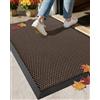 COLOR&GEOMETRY Zerbino Ingresso Esterno Elasticizzato in Seta - Tappeto Ingresso Esterno per Porte, Patio e Esterni - Antiscivolo, Resistente e Asciugatura Rapida, 43x76 cm Marrone