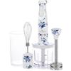 VQ Laura Ashley Minipimer Immersione 600W con Stampa China Rose di VQ - Frullatore a Immersione 4-in-1 con Lame in Acciaio Inossidabile, Frusta, Ciotola per Tritare e Bicchiere da 300 ml