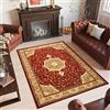 TAPISO Yesemek Tappeto Soggiorno Tradizionale Pelo Corto Design Vintage Motivo Floreale a Fiori Classico Ornamenti Tonalità Rosso Salotto Sala Camera Ingresso OEKO-TEX 180 x 260 cm