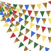 pinkblume 32Ft Building Block Bunting Banner Decorazioni per feste Rosso Blu Giallo Verde Tessuto Triangolo Bandiera Ghirlanda Colorata Gagliardetto per Blocco da Costruzione Bambini Compleanno Baby Shower
