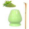 Ezitruz Supporto per scopa Matcha in ceramica con cucchiaio, supporto per frusta Matcha, set da 2 pezzi (verde chiaro)