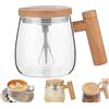 Yajimsa - Tazza elettrica per miscelazione ad alta velocità con vetro | Tazza elettrica con miscelazione automatica con coperchio | Tazza automescolante con vetro in borosilicato ad alta qualità per