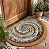 YongXinMY Zerbino mezzo rotondo per porta d'ingresso, per esterni, motivo astratto ciottoli con retro antiscivolo, in velluto, tappeto semicircolare, per portico, bagno, cucina, uso interno (#12,60 x 90 cm)