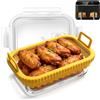 Peelanmall Pirofila in vetro per friggitrice ad aria calda, accessorio per Ninja AF400EU/AF500EU/SL400EU, pirofila in vetro con manici in silicone, teglia da forno in vetro con anello in silicone rimovibile e