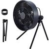 エレコム(ELECOM) Nestout, ventilatore da campeggio per esterni, con treppiede, 4 impostazioni di velocità e modalità brezza, oscillazione a 3 angoli, inclinazione regolabile a 90°, timer automatico (30/60/90 min