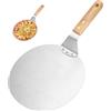 Ixydor Pala per pizza argentata con manico in legno e piastra in acciaio inox perforata per pizza, pane, biscotti e torte con sospensione