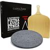 CUORE LAVICO - KIT PIASTRA REFRATTARIA IN PIETRA LAVICA ETNEA TONDA PER PIZZA DIAMETRO 33 CM + PALA - SP. 1 CM COMPATIBILE CON FORNO ILLILLO - MADE IN ITALY