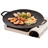 Pomurom Padella per barbecue coreana con rivestimento antiaderente, piastra rotonda in ghisa, padella portatile con doppia maniglia, piano cottura per induzione, fornello a gas, piano cottura rlettico,