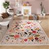 BUERPINKING Tappeto da soggiorno, lavabile, vintage, motivo floreale, a pelo basso, antiscivolo, morbido, grande, per soggiorno, camera da letto, fattoria, sala da pranzo e secchio per bambini (rosa chiaro, 220 x