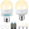 OHFAMO Lampadina LED Magnetica Ricaricabile 2 Pezzi E27/E26 - Lampadina Senza Fili con 3 Temperature di Colore Dimmerabile Telecomando Timer USB-C Luce Batteria per Camera Campeggio Emergenza