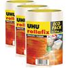UHU Nastro adesivo da imballaggio di alta qualità Rollafix Classic trasparente, 3 x 50 m (Confezione da 3)
