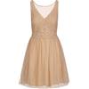 ApartFashion Apart-Abito da Cocktail in Pizzo e Tulle, Stile Casual Vestito per Occasioni Speciali, Beige, L Donna