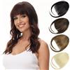 Luxiremi Clip in fringe pony, capelli umani, 100% Remy Normal Bangs, extension con tempie, marrone medio, clip pony, per donne e donne