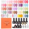 PEACECOLOR 25PCS Smalto Semipermanente Unghie 22 Colori Bianco Latte Rosa Verde Blu Jelly Gel Polish Smalto Gel Unghie con Cat Eye Unghie Set con Magnete Base y Top Coat Nail Salon per Principianti