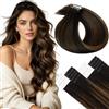 LaaVoo Extension Biadesive Capelli Veri Iniezione Cuciti Invisibili Balayage Castano e Biondo 55cm 50g 20pcs, Capelli Remy Lucenti, Setosi e Lucenti, Look alla Moda #2-8-2