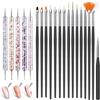 AYBUY Nail Art Pennelli Unghie, 15 Pezzi Pennelli Unghie Gel e 5 Pezzi Dotter per DIY Disegno Decorazioni, Pennelli Nail Art Professionali per Disegnare DipingereLlinee e Fiori, Nero