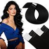 LaaVoo Extension Capelli Veri Biadesivo Iniezione Cuciti Invisibili Nero Jet 45cm 50g 20pcs, Capelli Remy Morbidi, Volume Istantaneo, Feste e Cerimonie #1