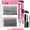 PRO LASHBEAUTY PRO Ciglia Finte Kit Extension Ciglia, Ciglia Finte Ciuffetti Kit Ciglia Extension 280 Pcs D Curl Ciglia Finte Cluster Bond and Seal Rimuovi Ciglia Pinzette per Ciglia (40D+50D-9-16mix Kit)