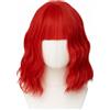 Luxiremi Parrucca rossa corta da 30,5 cm, lunghezza spalla, riccia, ondulata, Bob con frangia, parrucca sintetica per cosplay, per donne e carnevale