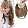 SEGO Frangia Clip Capelli Frangetta Finta Frontale Extension Clips Hair Bang Fascia Unica Corta Fringe Lisci Posticci Donna 30g #F10/86 Castano Cioccolato mix Biondo Dolce