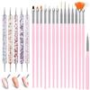 AYBUY Nail Art Pennelli Unghie, 15 Pezzi Pennelli Unghie Gel e 5 Pezzi Dotter per DIY Disegno Decorazioni, Pennelli Nail Art Professionali per Disegnare DipingereLlinee e Fiori, Rosa