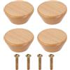 QUARKZMAN 4Pcs Pomello Rotondo In Legno Diametro 1.77 Con Viti Faggio | Pomelli Piatti Per Comò In Legno Massello, Per Mobili Cassetti Armadio Credenza
